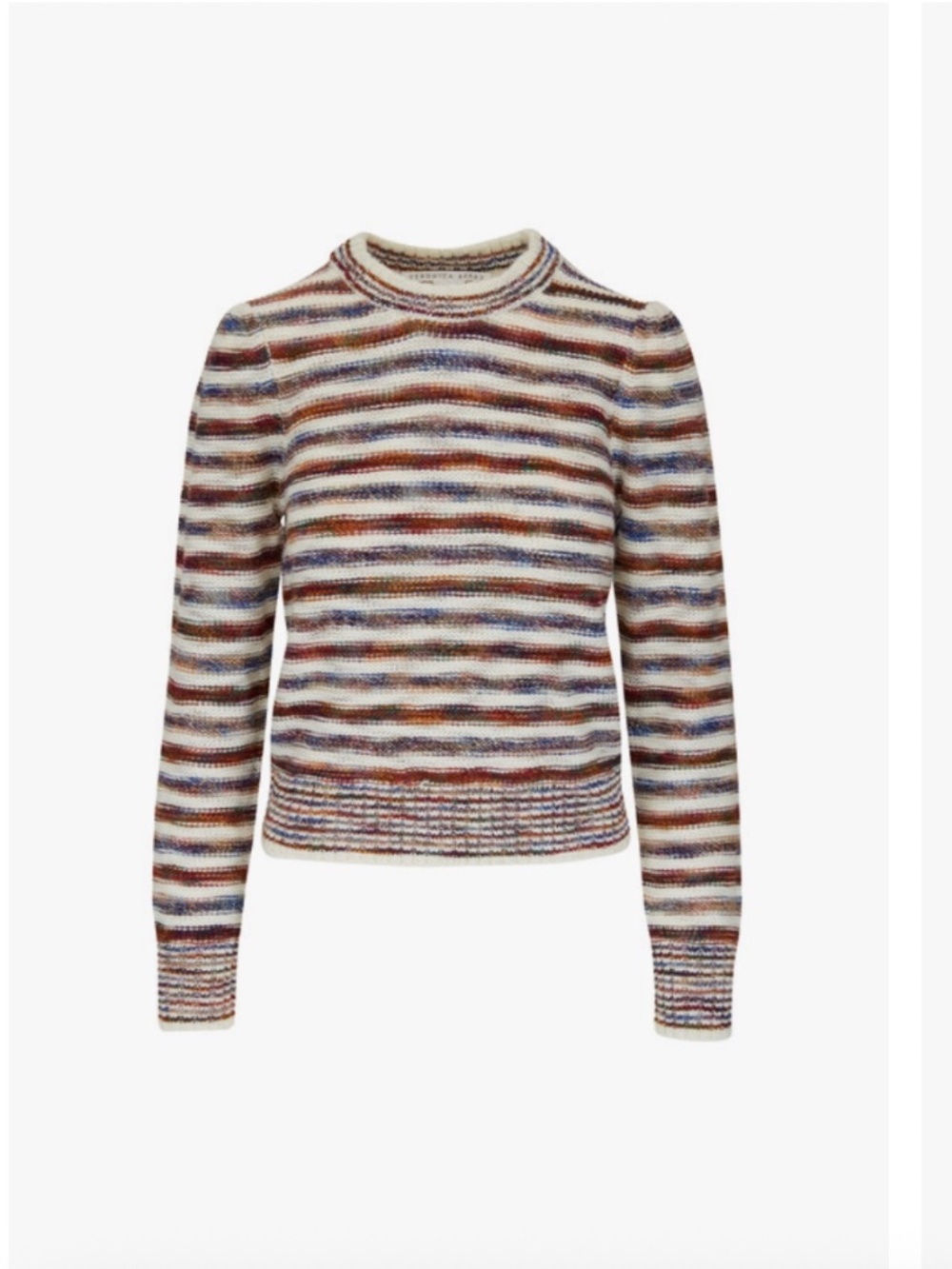 $350 Veronica Beard Raissa Multi Stripe Crewneck Sweater